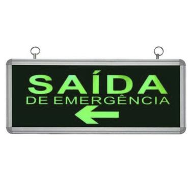 Imagem de Placa Sinalizaçao Saida de Emergencia Dupla Face Bateria Recarregavel Seta Segurança Bombeiro