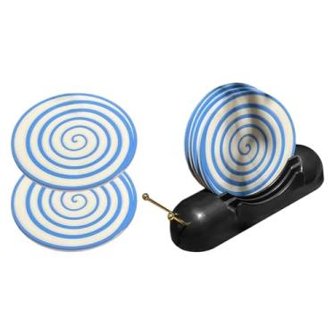 Imagem de Llazsybz Conjunto de 6 Porta-copos Redondos com Suportes em Formato de Xícara, Reutilizáveis, Divertidos E Resistentes Ao Calor, Ideais para Decorar Uma Sala D, Azul