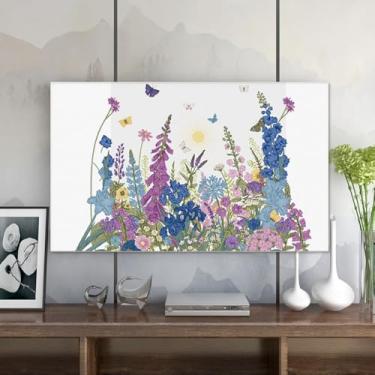 Imagem de Capa de TV para tela elástica à prova de poeira de 32-85 polegadas para TVs planas curvas de plasma LED LCD, monitores de computador e telas de mesa, protetor interno decorativo-flor-1||75 polegadas