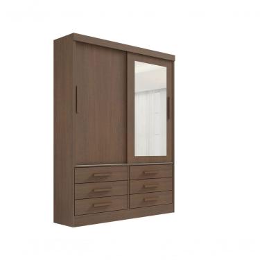 Imagem de Guarda Roupa Casal 3 Portas de Correr Cinamomo 9 Gavetas Meridian MDP-MDF com Espelho D'Doro Móveis