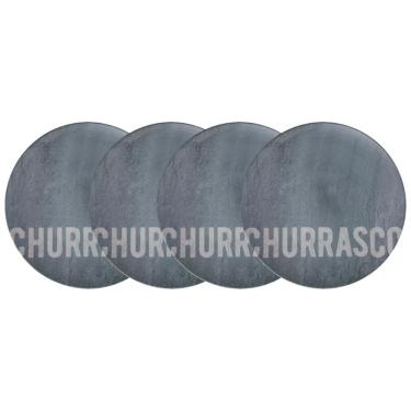 Imagem de Kit Prato Raso Tramontina Churrasco Stone Em Porcelana 28 Cm 4 Peças