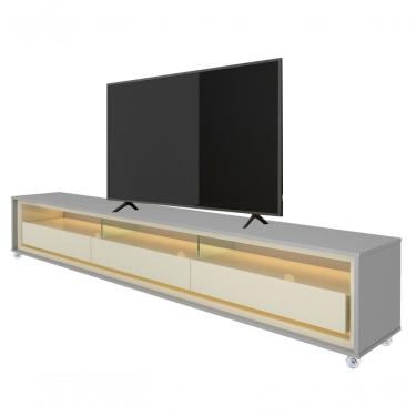 Imagem de Rack Para Tv 2.2 Com Led Requinte Cinza Com Off White - Gelius Móveis