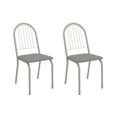 Imagem de Cadeira De Cozinha Noruega 2c077nk Aço Kit 2 Un Niquel-boucle Cinza - Kappesberg