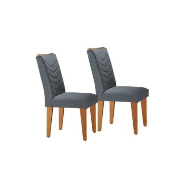 Imagem de Cadeira Sala de Jantar Londrina Kit 2 Un Imbuia/Veludo Grafite - Rufato