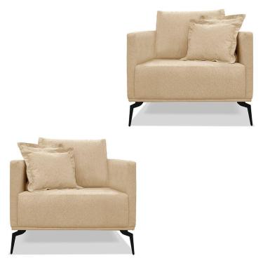 Imagem de Kit 2 Poltronas Para Sala De Estar Sirius Linho Metálicos Do