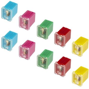 Imagem de Kit de fusíveis automotivos versáteis de 10 peças sortidas de baixo perfil em forma de caixa para caminhonetes, carros e SUVs (20 A/30 A/40 A/50 A/60 A, 2 peças cada)