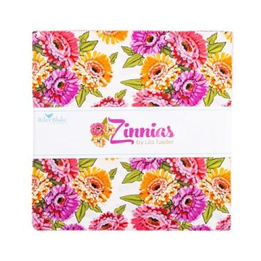Imagem de Lila Tueller Designs Zinnias Empilhador de 25,4 cm 42 25,4 cm Square Layer Cake Riley Blake 10-16690-42