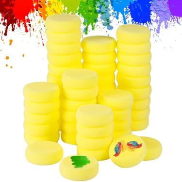 Imagem de 100 esponjas macias amarelas para aquarela, cerâmica, pintura facial e artesanato, 3 esponjas sintéticas redondas para artistas