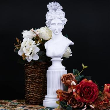 Imagem de Dalekana Estátua de busto de deusa presente de decoração clássica, arte mitologia grega e romana réplica interior escultura de resina, 35 cm A