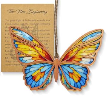 Imagem de Apanhador de sol borboleta - enfeite de acrílico para pendurar em vitral para janela, presente para mulheres, decoração de parede de borboleta para casa, quarto, jardim, árvore de Natal