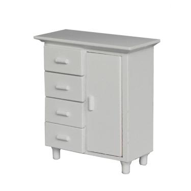 Imagem de Armário de gavetas em miniatura Casa de bonecas de madeira branca em escala 1:12