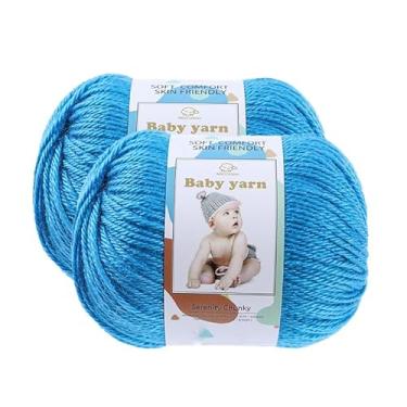 Imagem de Fio de malha para bebês – lã merino 10%, algodão 40%, nylon, 50% novelo de fio macio misturado adequado para tricô de crochê, cobertores de bebê e roupas (aproximadamente 50 g/160 jardas) [conjunto de