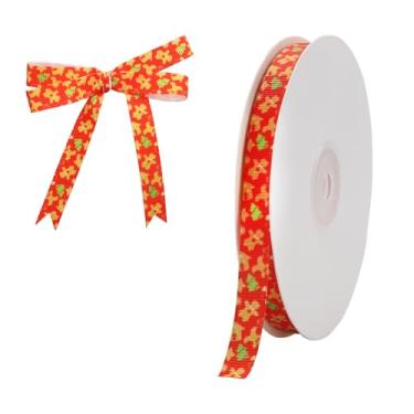 Imagem de 1 rolo de fita de Natal, 27 jardas de 0,4 polegadas fita de gorgorão para embrulho de presente de Natal faça você mesmo artesanato ornamento decoração (vermelho)