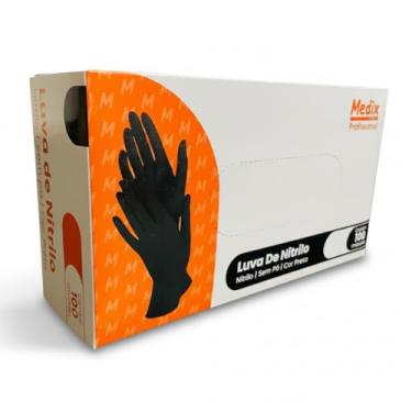 Imagem de Luva Nitrilica Preta Black Medix Profissional sem Pó Tamanho G - 100 unidades