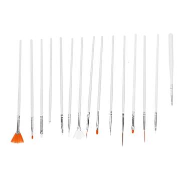 Imagem de Conjunto profissional de pincéis para arte em unhas, 15 peças, forro de cabelo de nylon, kit de pincéis para desenho, design de unhas diy, uso doméstico e salão de beleza (Conjunto de pincéis a óleo 15 peças brancas)