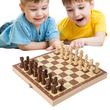 Imagem de Jogo de xadrez, tabuleiro de xadrez de - Jogo de xadrez de para mesa,Jogo de xadrez engraçado com brinquedos de xadrez de viagem de armazenamento embutido, tabuleiro de xadrez dobrável para habilidade