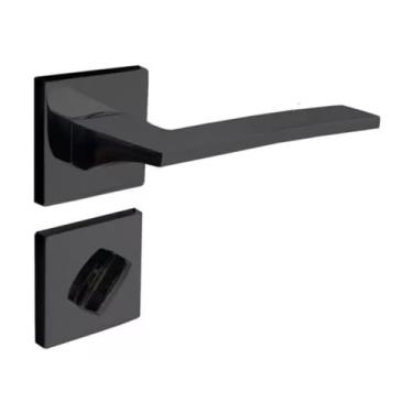 Imagem de Fechadura Safira Banheiro Roseta Quadrada Preto 55mm União Mundial