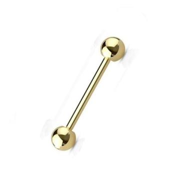 Imagem de Piercing 100% Titânio Dourado Barbell Língua Hipoalergênico  - Oremte