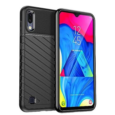 Imagem de IDEWEI Capa adequada para Samsung Galaxy A10. Fibra de carbono refinada, anti-queda, anti-impressão digital, proteção total, capa para Samsung Galaxy A10