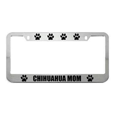 Imagem de Speedy Pros Chihuahua Mom Zinco Metal Moldura para Placa de Carro Auto Tag Holder - Cromado 2 Furos