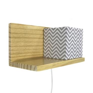 Imagem de Arandela Prateleira Pinus Cubinho Cinza Bebê Infantil - Potinho de mel