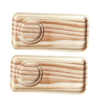 Imagem de Kit suporte conjunto Pires Retangular para xícara café e chá de Madeira pinus (2)