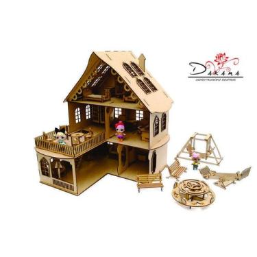 Imagem de Kit Casa Bonecas 29 Moveis Lol Polly Cindy Natural - Darama