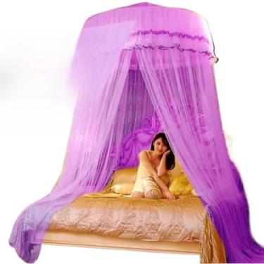Imagem de Mosquiteiro de Teto Gigante Casal/Queen/King com Abertura Lateral 14m Tela Fina Anti-Inseto(Lilás,Gigante c/abertura lateral)