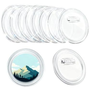 Imagem de Pacote com 10 pinos de botão transparentes de 7,6 cm, suprimentos de crachá em branco DIY para artesanato, kit de criação de alfinetes para projetos de arte, eventos, presentes e decoração