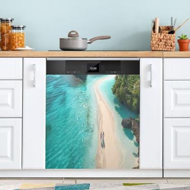 Imagem de SEHANY Capa magnética de máquina de lavar louça, estrela do mar, mar, praia, adesivos magnéticos decorativos antiarranhões para painel de geladeira e lava-louças, decoração personalizada de cozinha