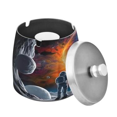 Imagem de Blueangle Cinzeiro de caverna de astronauta com tampa para cigarros, à prova de vento/à prova de chuva, aço inoxidável, sem fumaça, inodoro, cinzeiro para uso interno ou externo (440)