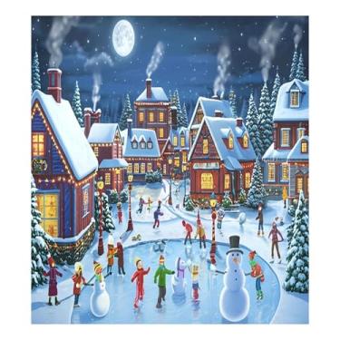Imagem de SEHANY Capa magnética para lava-louças de Natal Snowy Town, adesivos magnéticos para decoração de Natal para painel de geladeira e lava-louças, decoração de Natal de cozinha doméstica 58 x 66 cm