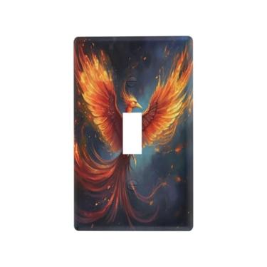 Imagem de Blueangle Capa para placa de parede para interruptor de luz - Phoenix Bird Feather Light Switch Cover Decorativa Placa de Parede, Tamanho 1 - Gangue 4,53 x 2,76 polegadas (55)