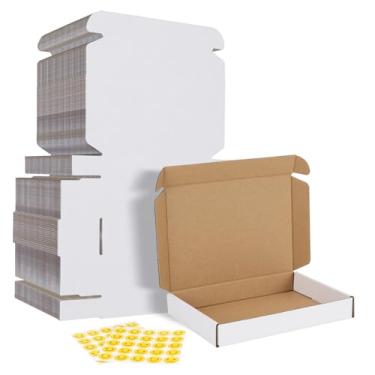 Imagem de HORLIMER Conjunto de 50 caixas de envio de 7 x 5 x 1, caixa de correio de papelão ondulado branco para embalar pequenas empresas