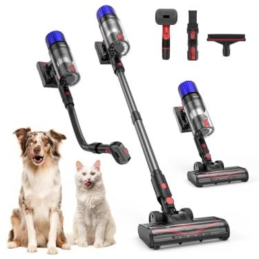 Imagem de Teendow Aspirador sem fio, aspirador de pó de 500 W e 50 minutos para pelos de animais de estimação, sucção potente, recarregável, leve, portátil, versátil para carpete, piso duro (cinza estrelado)