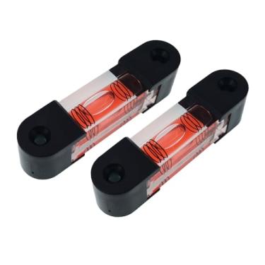 Imagem de Acessórios de régua de nível de orifício de instalação de liga de alumínio, bolha de nível DIY ajustável com mola de parafuso (2 peças, 68 x 18 x 16,3 mm (invólucro de plástico))