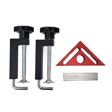 Imagem de Ferramenta de fixação de bloco de posicionamento quadrado de triângulo magnético para marcenaria de 90 graus para medição de precisão de marcenaria