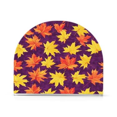 Imagem de Wassud Porta-guardanapos de acrílico com folhas de bordo vermelho, dispensador de guardanapos de papel moderno para mesa, cozinha, sala de jantar, bancada 1 peça (comporta 50-60 guardanapos)