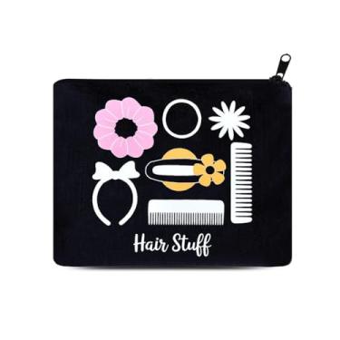 Imagem de Bolsa organizadora de acessórios de cabelo, bolsa de maquiagem para cabeleireiro, bolsas de cosméticos com zíper, bolsa de cabeleireiro, Preto
