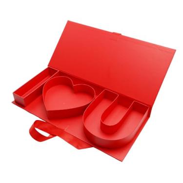 Imagem de WENPACK Caixa de presente vazia I Love U papelão em forma de carta preenchível chocolate morango flor embalagem (vermelho)