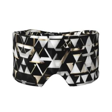 Imagem de Máscara moderna moderna preta e branca com estampa de triângulo para olhos e orelhas, respirável, ajustável, blecaute, venda, confortável