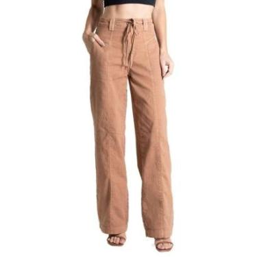 Imagem de Calça Sarja Sawary Wide Leg - 281121 - Marrom claro 46-Feminino