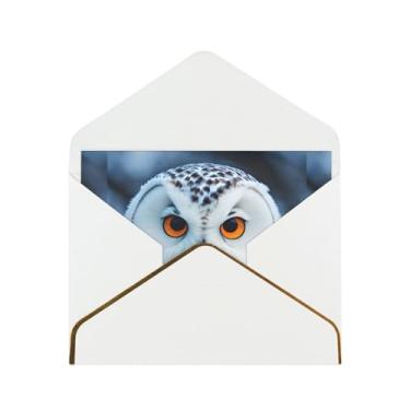 Imagem de Cartões de felicitações com estampa de olhos de coruja da neve para todas as ocasiões, convites de festa de aniversário de casamento, 12,7 x 15,2 cm