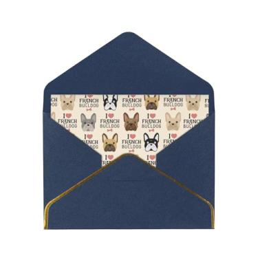 Imagem de SKKNT Cartões de felicitações com estampa de cachorro francês para todas as ocasiões, convites de festa de aniversário de casamento, 12,7 x 15,2 cm