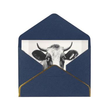 Imagem de SKKNT Cartões comemorativos com estampa de vaca em preto e branco para todas as ocasiões, convites de festa de aniversário de casamento, 12,7 x 15,2 cm