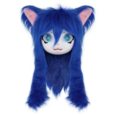Imagem de Fursuit Cat Mask Halloween Masquerade Cosplay e adereços - SMILETERNIT