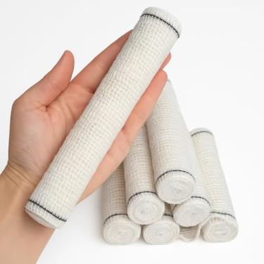 Imagem de Kit 12 Faixa Curativo Atadura Crepe 13 Fios 100% Algodão Qualidade Aprovada Anvisa (20cm x 1,80m)