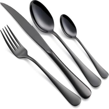 Imagem de Faqueiro Jogo Talheres Black Aco Inox 24 Pecas Sunshine