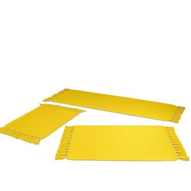 Imagem de Jogo De Cozinha Passadeira 3 Peças Algodão Artesanal(Amarelo)