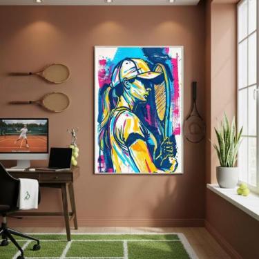Imagem de Quadro Decorativo Pintura Mulher Tênis-70X50Cm Mold Branca - Quadros O